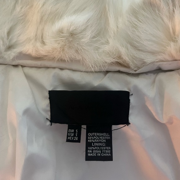 Zara vintage light puffer jacket w. adjustable belt & real fur collar Size S EUC - Picture 8 of 14